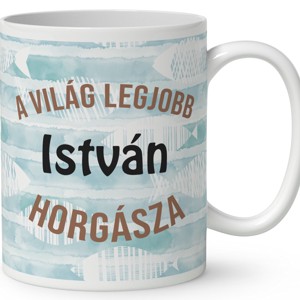 Névvel kérhető - Csónakos horgász manó és kávé mintás bögre - otthon & életmód - konyhafelszerelés, tálalás - tálalás - bögre & csésze - Meska.hu