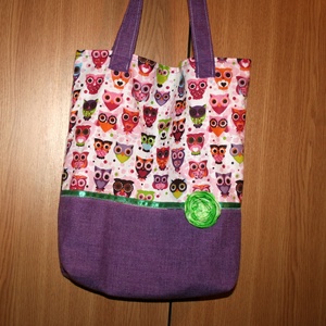 Lila baglyos vászontáska rendelésre - táska & tok - bevásárlás & shopper táska - shopper, textiltáska, szatyor - Meska.hu