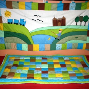 Kockás patchwork babatakaró - otthon & életmód - babaszoba, gyerekszoba - babatakaró, gyerek pléd - Meska.hu