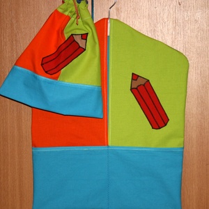 Egyedi színes oviszsák és tornazsák szett ceruza jel, Játék & Sport, Ovis felszerelés, Ovis szett (zsák és tornazsák), Varrás, Patchwork, foltvarrás, MESKA