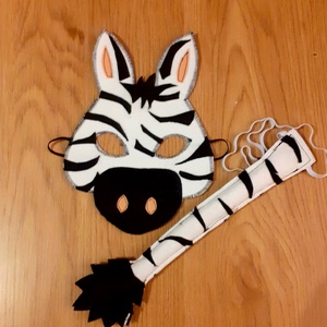 Zebra álarc és farok filcből - Meska.hu