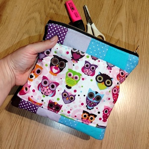 Baglyos patchwork tolltartó - Meska.hu