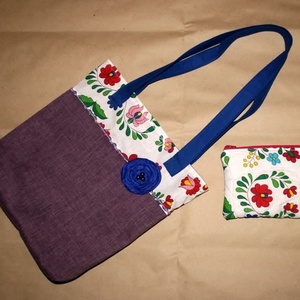 Kalocsai mintás vászontáska szett rendelésre - táska & tok - bevásárlás & shopper táska - shopper, textiltáska, szatyor - Meska.hu