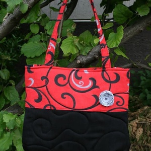 Piros fekete Női táska rendelésre, Táska & Tok, Bevásárlás & Shopper táska, Shopper, textiltáska, szatyor, Varrás, Patchwork, foltvarrás, MESKA