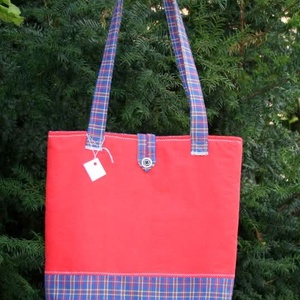 Piros kockás Női táska rendelésre - táska & tok - bevásárlás & shopper táska - shopper, textiltáska, szatyor - Meska.hu