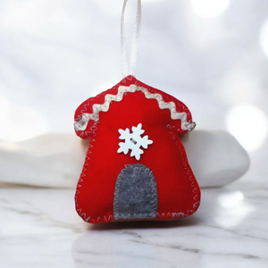 4db-os Filc  karácsonyfadísz Piros-szürke - karácsony - karácsonyi lakásdekoráció - karácsonyfadíszek - Meska.hu