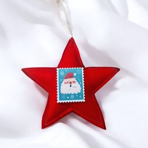 4db-os Filc  karácsonyfadísz Piros-szürke - karácsony - karácsonyi lakásdekoráció - karácsonyfadíszek - Meska.hu