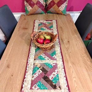 2db díszpárna és 1 db asztali futó patchwork szett - Meska.hu