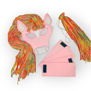 Rózsaszín szivárványhajú lovas farsangi szett  filcből - ruha & divat - jelmez & álarc - jelmez - Meska.hu