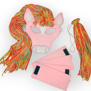 Rózsaszín szivárványhajú lovas farsangi szett  filcből - ruha & divat - jelmez & álarc - jelmez - Meska.hu