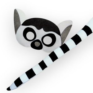 Gyűrűsfarkú maki álarc és farok filcből - Meska.hu