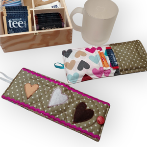 Teás textil szett ajándékötlet, Otthon & Életmód, Konyhafelszerelés, tálalás, Tálalás, Bögre & Csésze, Varrás, Patchwork, foltvarrás, MESKA