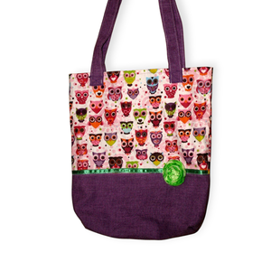 Lila baglyos vászontáska rendelésre - táska & tok - bevásárlás & shopper táska - shopper, textiltáska, szatyor - Meska.hu