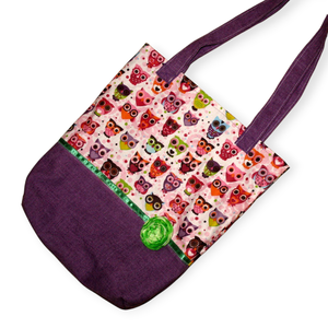 Lila baglyos vászontáska rendelésre - táska & tok - bevásárlás & shopper táska - shopper, textiltáska, szatyor - Meska.hu