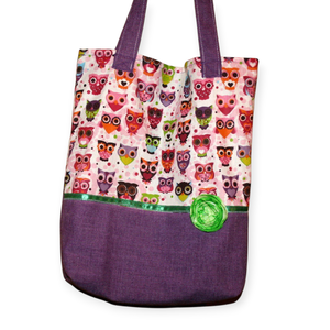 Lila baglyos vászontáska rendelésre, Táska & Tok, Bevásárlás & Shopper táska, Shopper, textiltáska, szatyor, Varrás, Patchwork, foltvarrás, MESKA