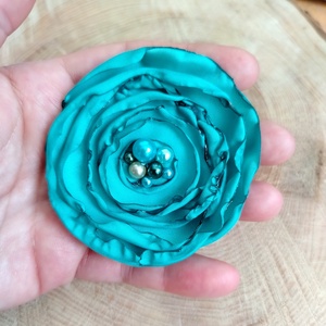  Türkisz virág kitűző, Ékszer, Kitűző és Bross, Ékszerkészítés, MESKA