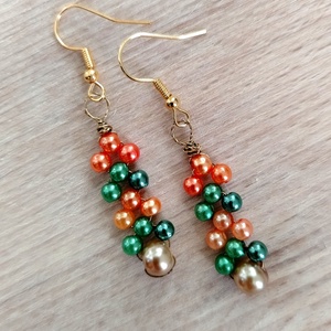 Zöld arany Gyöngyös  fülbevaló - ékszer - fülbevaló - lógó fülbevaló - Meska.hu