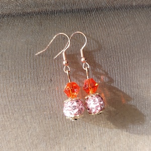 Narancs pink rosegold Gyöngyös kézműves fülbevaló - ékszer - fülbevaló - lógó fülbevaló - Meska.hu