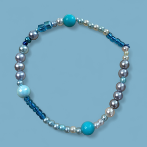 Kék gyöny karkötő  - ékszer - karkötő - gyöngyös karkötő - Meska.hu