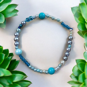 Kék gyöny karkötő  - ékszer - karkötő - gyöngyös karkötő - Meska.hu