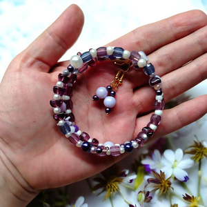 Lila memoria karkötő és fülbevaló szett - Meska.hu