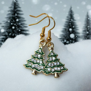 Csillogó Karácsonyfa fülbevaló, Ékszer, Fülbevaló, Lógó csepp fülbevaló, Ékszerkészítés, MESKA