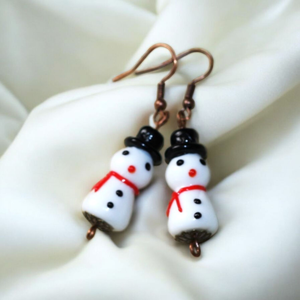 Hóember fülbevaló - ékszer - fülbevaló - lógó fülbevaló - Meska.hu
