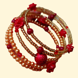 Piros rózsás memoria karkötő , Ékszer, Karkötő, Memóriadrótos karkötő, Ékszerkészítés, MESKA