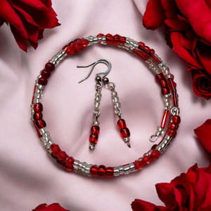 Piros gyöngyös memoria karkötő , Ékszer, Karkötő, Memóriadrótos karkötő, Ékszerkészítés, MESKA