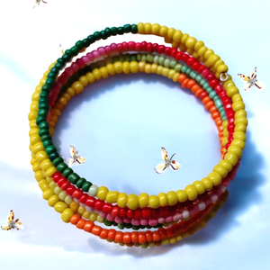 Színes  gyöngyös memoria karkötő  - ékszer - karkötő - memóriadrótos karkötő - Meska.hu