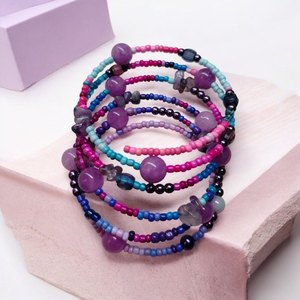 Lila memoria karkötő , Ékszer, Karkötő, Memóriadrótos karkötő, Ékszerkészítés, MESKA