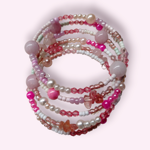 Rózsaszín memoria karkötő  - ékszer - karkötő - memóriadrótos karkötő - Meska.hu