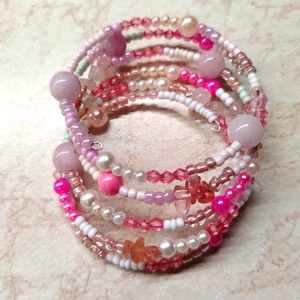 Rózsaszín memoria karkötő  - ékszer - karkötő - memóriadrótos karkötő - Meska.hu