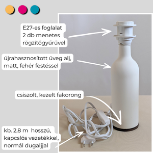 Fehér - Újrahasznosított üveg asztali lámpaalj � E27 foglalattal - otthon & életmód - lámpa - asztali lámpa - Meska.hu