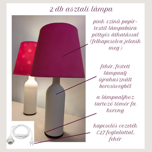 2 db Pink asztali lámpa pöttyös áthatással - otthon & életmód - lámpa - asztali lámpa - Meska.hu