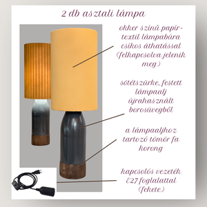 2 db Okker asztali lámpa csíkos áthatással - otthon & életmód - lámpa - asztali lámpa - Meska.hu
