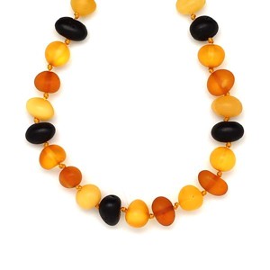 Borostyán kerekített matt vegyes nyaklánc 55cm, Ékszer, Nyaklánc, Hosszú nyaklánc, , MESKA