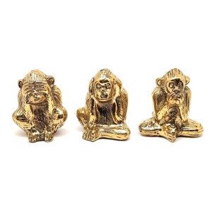 Réz figura Három bölcs majom szett arany 4x3,5cm, Otthon & Életmód, Dekoráció, Dísztárgy, , MESKA