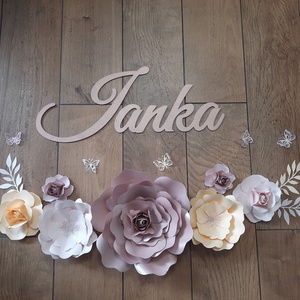 Papírvirág szett  - baba - mama - babaszoba dekoráció - gyerek névtábla - Meska.hu