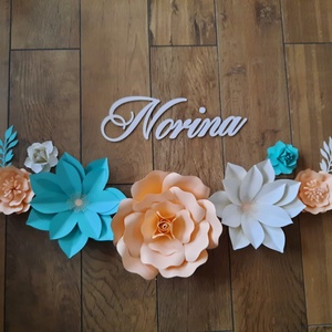 Papírvirág szett  - baba - mama - babaszoba dekoráció - gyerek névtábla - Meska.hu