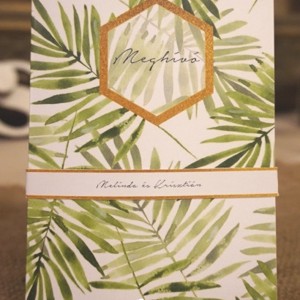 Kinyitható Greenery stílusú esküvői meghívó - Meska.hu