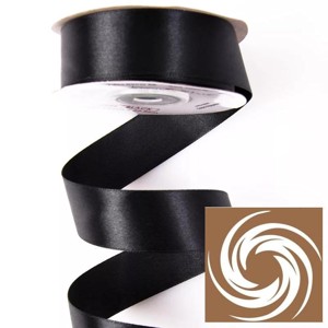 Szatén szalag 25mmx22,86m - fekete, Kellékek & szerszámok, Rövidáru, Szatén szalag, Szalag, pánt, , MESKA