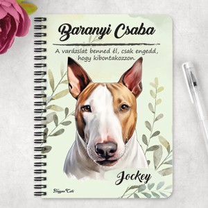 Személyre szabható - Barna Bullterrier portré mintás A6-os füzet - otthon & életmód - papír, írószer - jegyzetfüzet & napló - Meska.hu