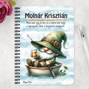 Személyre szabható - Horgász manó és egy korsó sör mintás A6-os füzet - otthon & életmód - papír, írószer - jegyzetfüzet & napló - Meska.hu