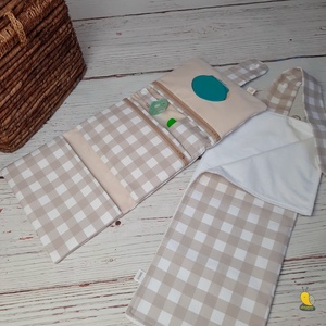Maxi pelenkatartó táska - Beige kockák - táska & tok - pelenkatáska - pelenkatartó tok - Meska.hu