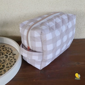 Boxy neszesszer - Beige kockák - táska & tok - neszesszer - Meska.hu