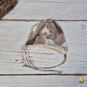 Gyerek megkötős sapka - Barna dino - Meska.hu