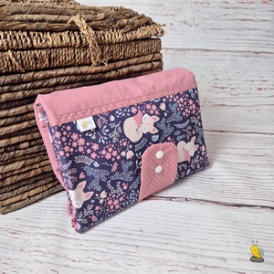 Maxi pelenkatartó táska - Kék alvó róka - mályva, Baba - mama, Pelenkázó, babafürdető kellékek, Pelenkázó neszeszer, pelenkatartó, Varrás, MESKA