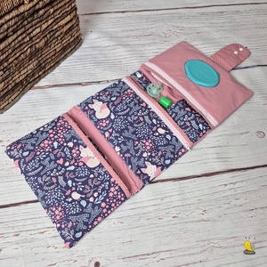 Maxi pelenkatartó táska - Kék alvó róka - mályva - baba - mama - pelenkázó, babafürdető kellékek - pelenkázó neszeszer, pelenkatartó - Meska.hu