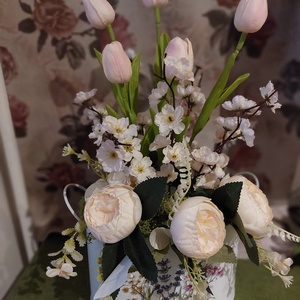 Tavaszi tál, Ünnepi díszek, dekorációk, Húsvéti díszek és dekorációk, Húsvéti asztaldíszek, Virágkötés, MESKA